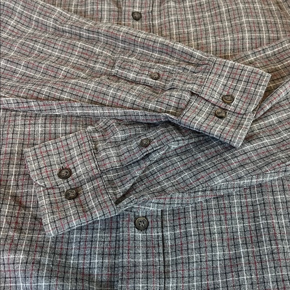 George Lightweight Flannel Casual Button Down Shirt Gray Plaid Size Medium - Picture 7 of 7